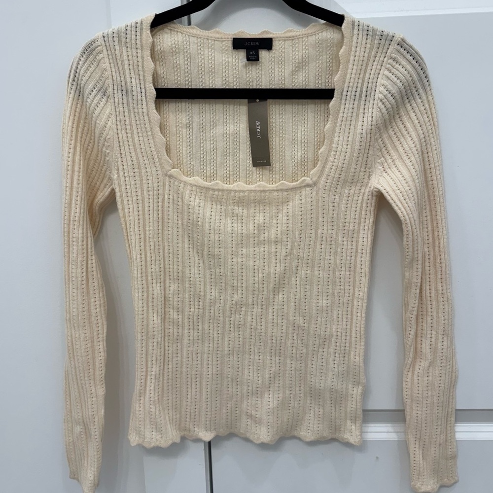 J. Crew Cream Knit Long Sleeve Top